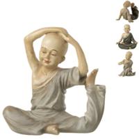 J-Line beeld monnik yoga 14 cm 4 assorti | 16 stuks