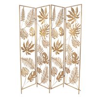 Kamerscherm 4 panelen 160x179 cm Goudkleurig Ijzer Bladeren Rechthoek - thumbnail