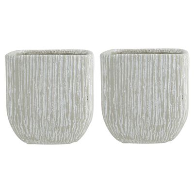 2x stuks bloempotten keramiek/aardewerk voor kamerplant grijs D18 x H20 cm
