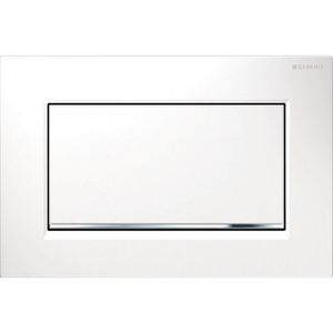 Geberit Sigma30 bedieningplaat met frontbediening voor toilet 24.6x16.4cm wit / glans verchroomd / wit 115893KJ1