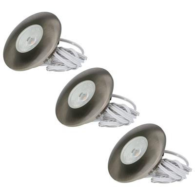 Set van 3 Pavo - Platte LED ipbouwspots met lage inbouwdiepte 12mm - 3 Watt 260 Lumen - 2700K Warm wit - Dimbaar - Rond - Meubelspot - IP44 waterdicht - RVS