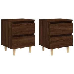 vidaXL Nachtkastjes 2 st met houten poten 40x35x50 cm bruineikenkleur