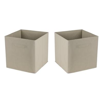Opbergmand/kastmand Square Box - 2x - karton/kunststof - 29 liter - beige - 31 x 31 cm