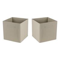 Opbergmand/kastmand Square Box - 2x - karton/kunststof - 29 liter - beige - 31 x 31 cm