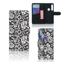 Motorola One Action Hoesje Black Flowers