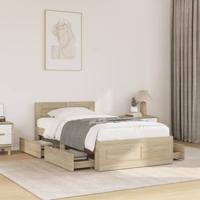 Bedframe met hoofdbord bewerkt hout sonoma eiken 75x190 cm