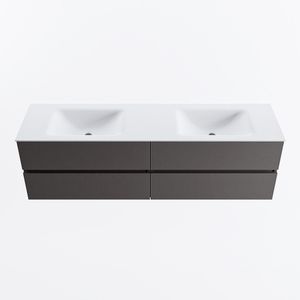 MONDIAZ VICA 170cm badmeubel onderkast Dark Grey 4 lades. Wastafel CLOUD dubbel zonder kraangat, kleur Talc.