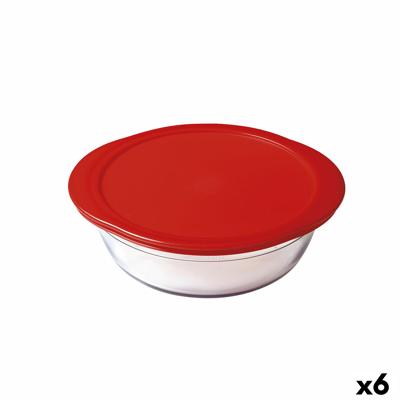 Ronde Lunchtrommel met Deksel Ô Cuisine Cook&store Ocu Rood 2,3 L 27 x 24 x 8 cm Glas Siliconen (6 Stuks)