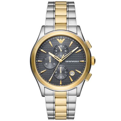 Emporio Armani AR11527 Horloge Paolo Chrono staal zilver-en goudkleurig-grijs 42 mm