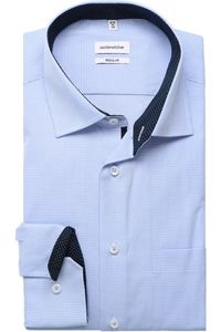Seidensticker Regular Fit Overhemd lichtblauw/wit, Ruit