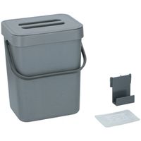 Afvalbak/vuilnisbak - 1 stuk - 5,5 liter - Kunststof - Grijs   -