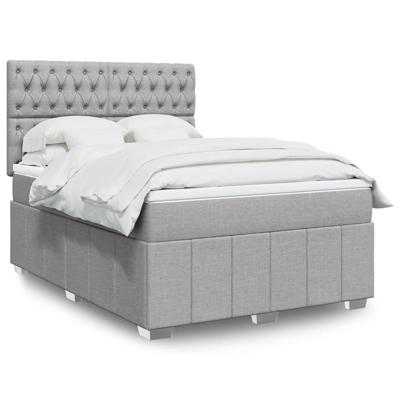 Boxspring met matras stof lichtgrijs 140x200 cm