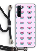 Smiley watermeloenprint: OnePlus Nord Transparant Hoesje met koord