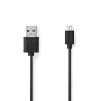 USB-Kabel | USB 2.0 | USB-A Male | USB Micro-B Male | 480 Mbps | 7.5 W | Vernikkeld | 1.00 m | Rond | PVC | Zwart