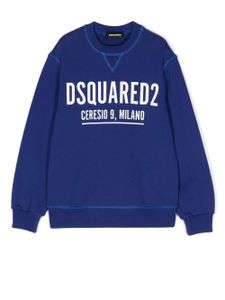 DSQUARED2 KIDS sweat en coton à logo imprimé - Bleu