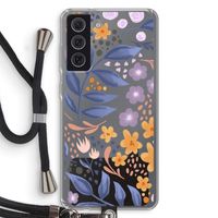 Flowers with blue leaves: Samsung Galaxy S21 FE Transparant Hoesje met koord