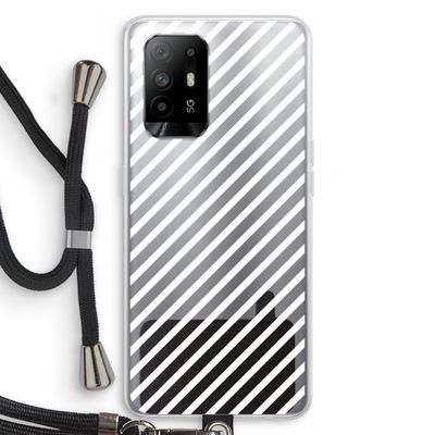 Strepen zwart-wit: Oppo A94 5G Transparant Hoesje met koord