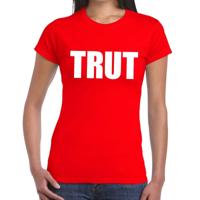 Foute Party feestkleding t-shirt - met tekst TRUT - rood - voor dames - korte mouwen