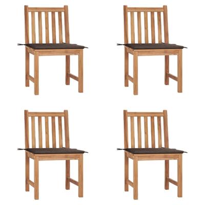 Tuinstoelen 4 st met kussens massief teakhout