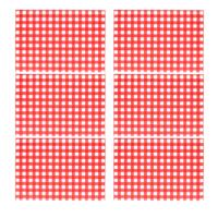 Bellatio Design Tafel Placemats - 6x - Bistro print - rood/wit geblokt - 43 x 28 cm - pvc