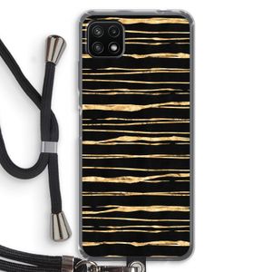 Gouden strepen: Samsung Galaxy A22 5G Transparant Hoesje met koord