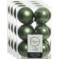 Decoris kerstballen - 48x st - mosgroen - 6 cm - kunststof - mat/glans - kerstversiering
