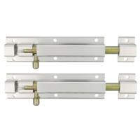 AMIG schuifslot/plaatgrendel - 2x - aluminium - 25cm - zilver - incl schroeven - deur - raam