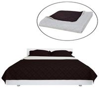 vidaXL Bedsprei gewatteerd dubbelzijdig 230x260 cm beige/bruin - thumbnail