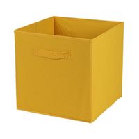 Opbergmand/kastmand Square Box - karton/kunststof - 29 liter - oker geel - 31 x 31 x 31 cm   -