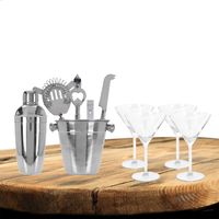 Excellent Houseware cocktails maken set 6-delig met 4x Martini glazen