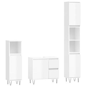 The Living Store Badkamermeubelset - Ibiza - Hoogglans Wit - 190 cm - Diverse opbergopties - Duurzaam materiaal -