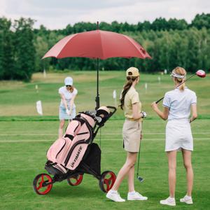 3 Wielen Golf Duwkar Golftrolley voor Golfclubs Golftas Houder Met Tin Folie Gecoat Opbergtas Elastische Riem Verstelbare Paraplu