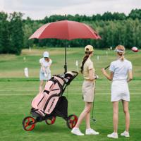 3 Wielen Golf Duwkar Golftrolley voor Golfclubs Golftas Houder Met Tin Folie Gecoat Opbergtas Elastische Riem Verstelbare Paraplu - thumbnail