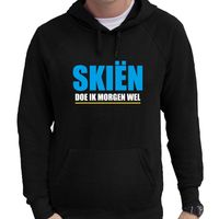 Apres ski trui met capuchon Skien doe ik morgen wel zwart heren - Wintersport hoodie - Foute apres