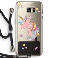 Roze eenhoorn: Samsung Galaxy S7 Edge Transparant Hoesje met koord