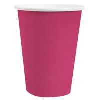 Santex feest bekertjes - 10x - fuchsia roze - karton - 270 ml - Feestbekertjes