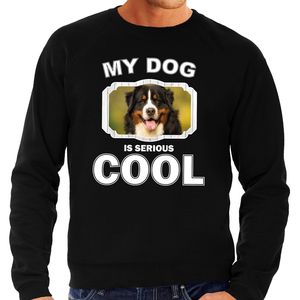 Berner sennen honden sweater / trui my dog is serious cool zwart voor heren