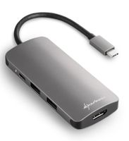 Sharkoon USB 3.0 Type C Multiport Adapter USB 3.2 Gen 1 (3.1 Gen 1) Type-C Grijs - thumbnail