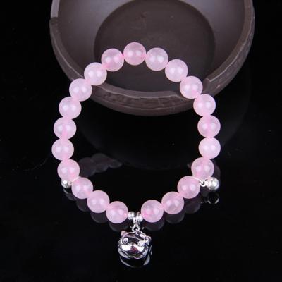 Fashion Jewelry accessoire granaat kralen armband (roze Crystal & kat)