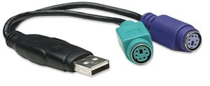 Manhattan PS/2 / USB Toetsenbord/muis Aansluitkabel [2x PS/2-bus - 1x USB 1.1 stekker A] 20.00 cm 20.00 cm Zwart