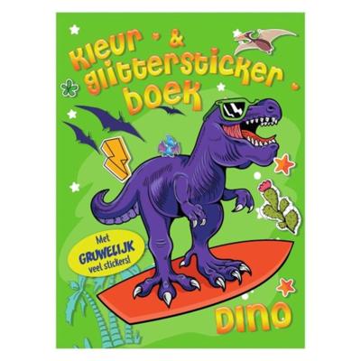 Mondikaarten Kleur- & glitter stickerboek dino