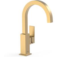 Wastafelkraan Tres Cuadro | Opbouw | Draaibare uitloop | Mengkraan | Hoog model | 1-hendel | Vierkant | 24k Goud mat