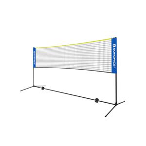 In hoogte verstelbaar tennisnet met transporttas, Blauw + Geel