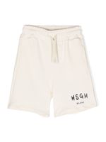 MSGM Kids short bicolore à lien de resserrage - Blanc