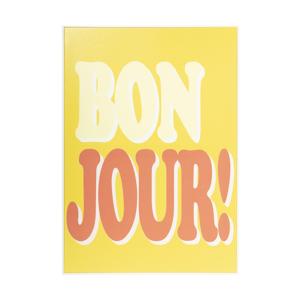 Poster met lijst bonjour - geel/rood - 70x50 cm
