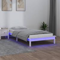 Bedframe LED massief hout wit 90x190 cm
