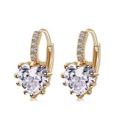Schattig hart echte 925 Sterling Zilver Zirkonia stenen oorbellen