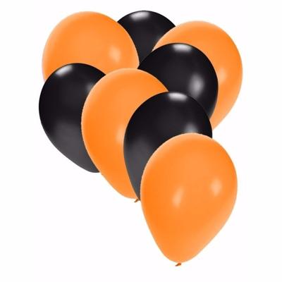 Halloween kleuren ballonnen - 30x stuks - zwart/oranje - versiering