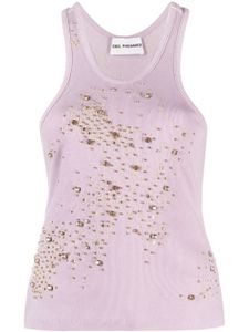 DES PHEMMES débardeur nervuré à ornements en cristal - Violet