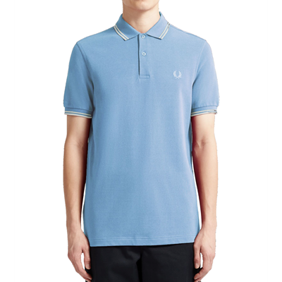 Fred Perry - Twin Tipped Polo Shirt - Lichtblauw/ Wit